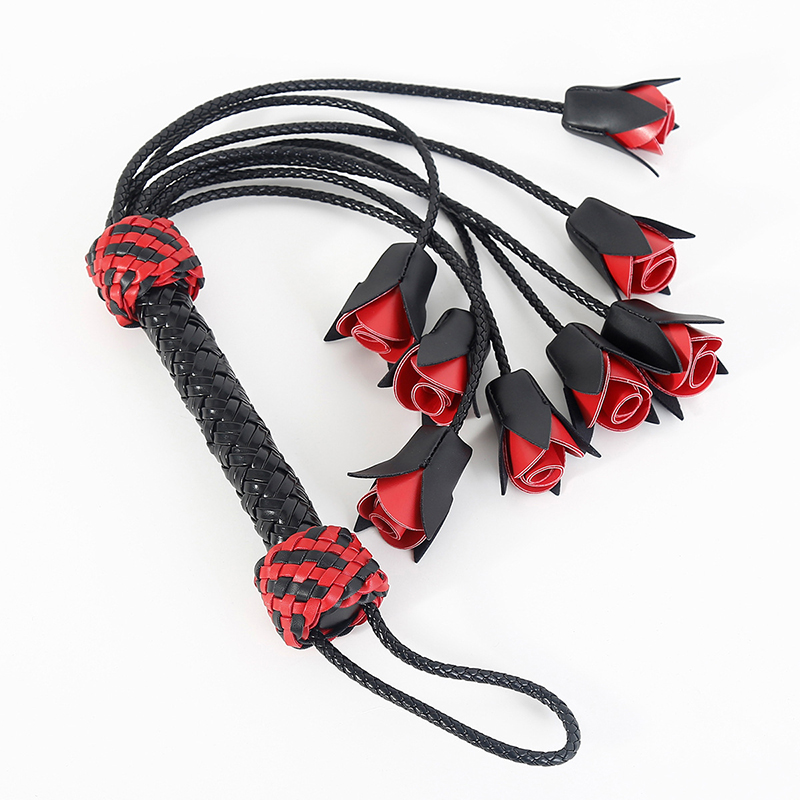 Riding Crop Dressage - 64.5cm 가죽 손잡이 로즈 탑 말