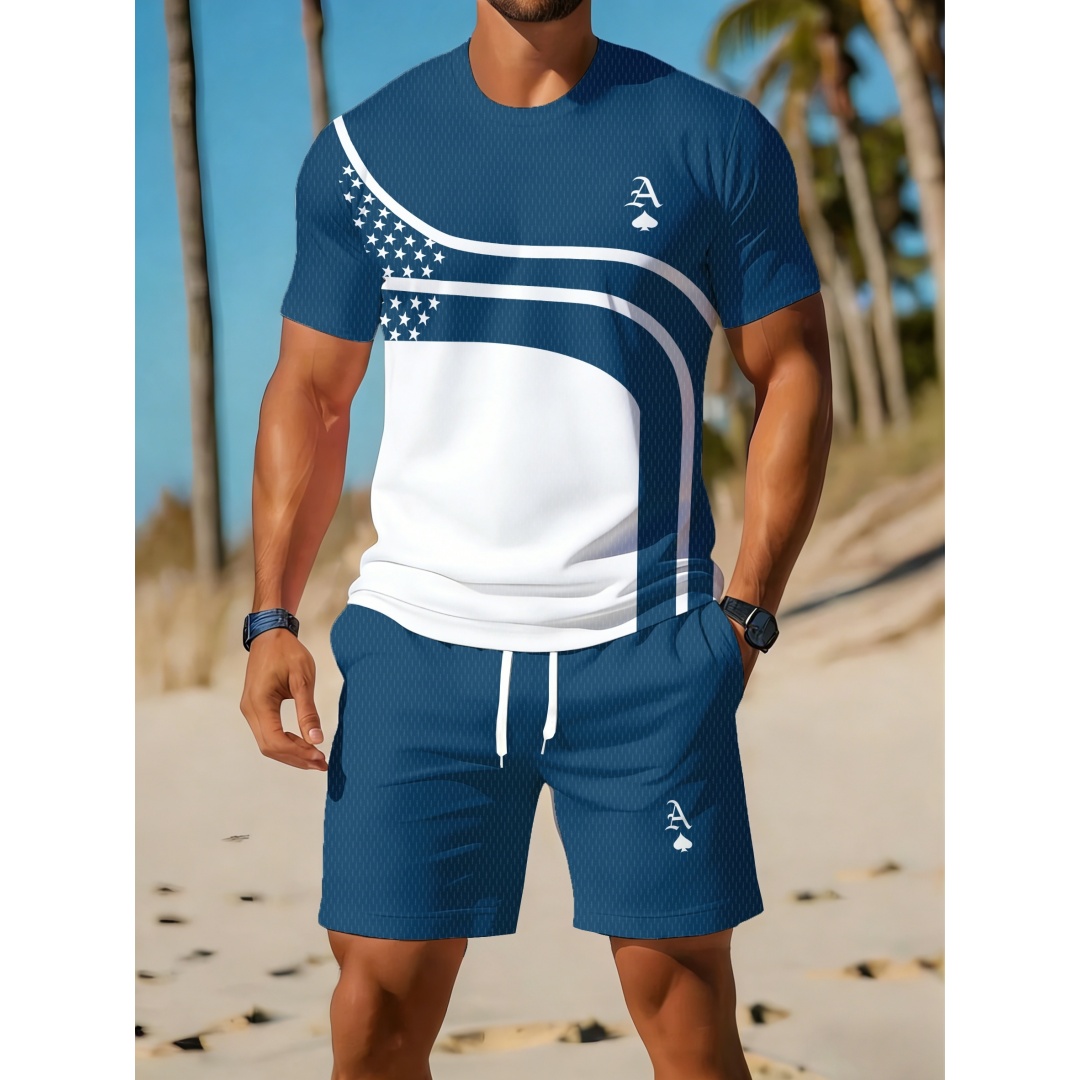 Outdoor Sport Outfit - 여름 남성 캐주얼 트렌디 곡선 그래픽