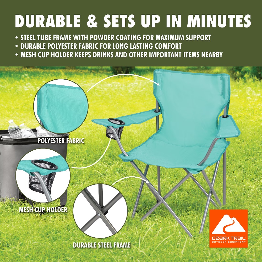 컵홀더가 있는 접이식 쿼드 캠핑 의자, 해변 낚시 정원 - Outdoor Sport Chairs 리뷰 및 가격