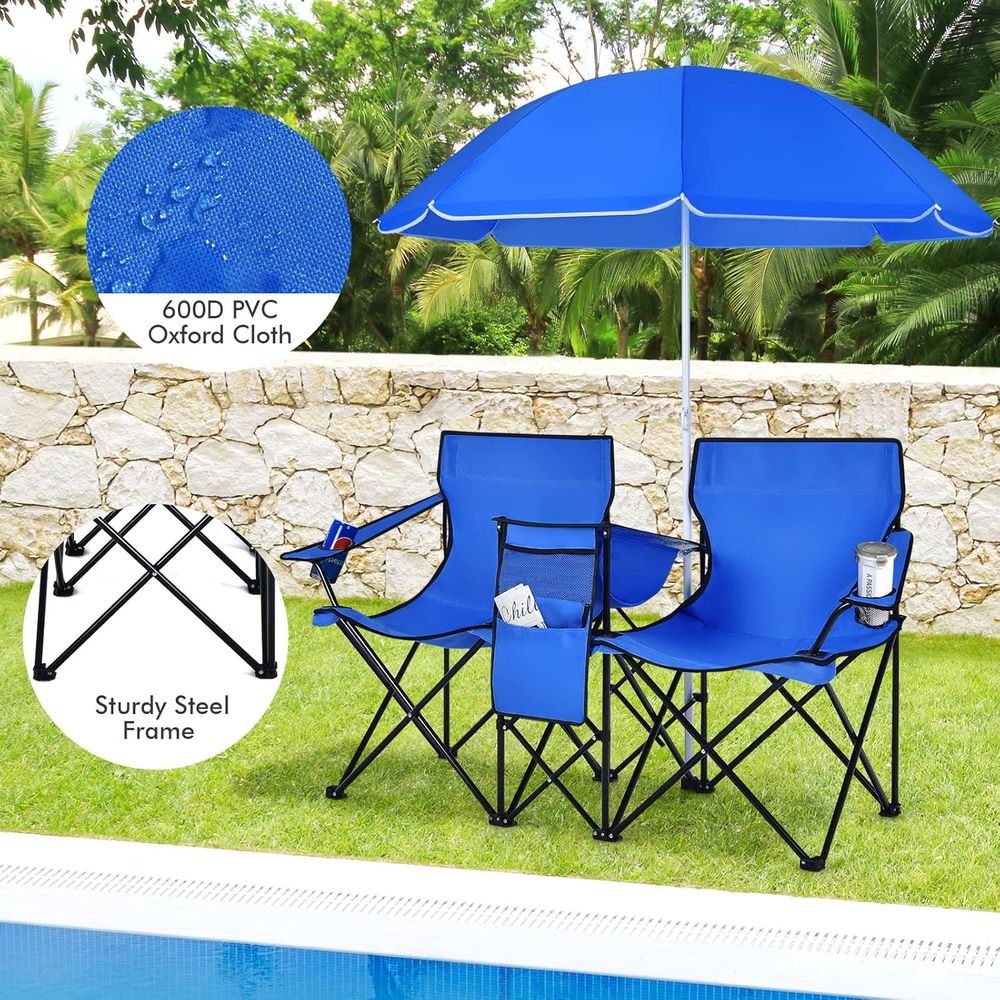 휴대용 접이식 피크닉 의자 (탈부착 가능한 우산, 쿨러 - Outdoor Sport Chairs 리뷰 및 가격